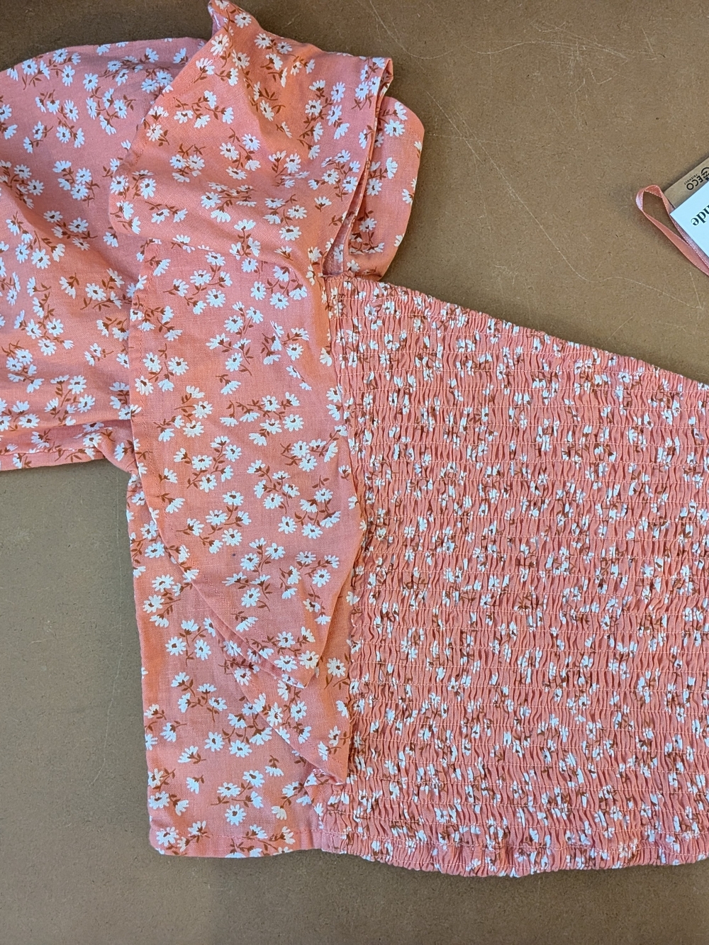 Billabong The Salty Blonde Coral Pink Floral Smocked Top